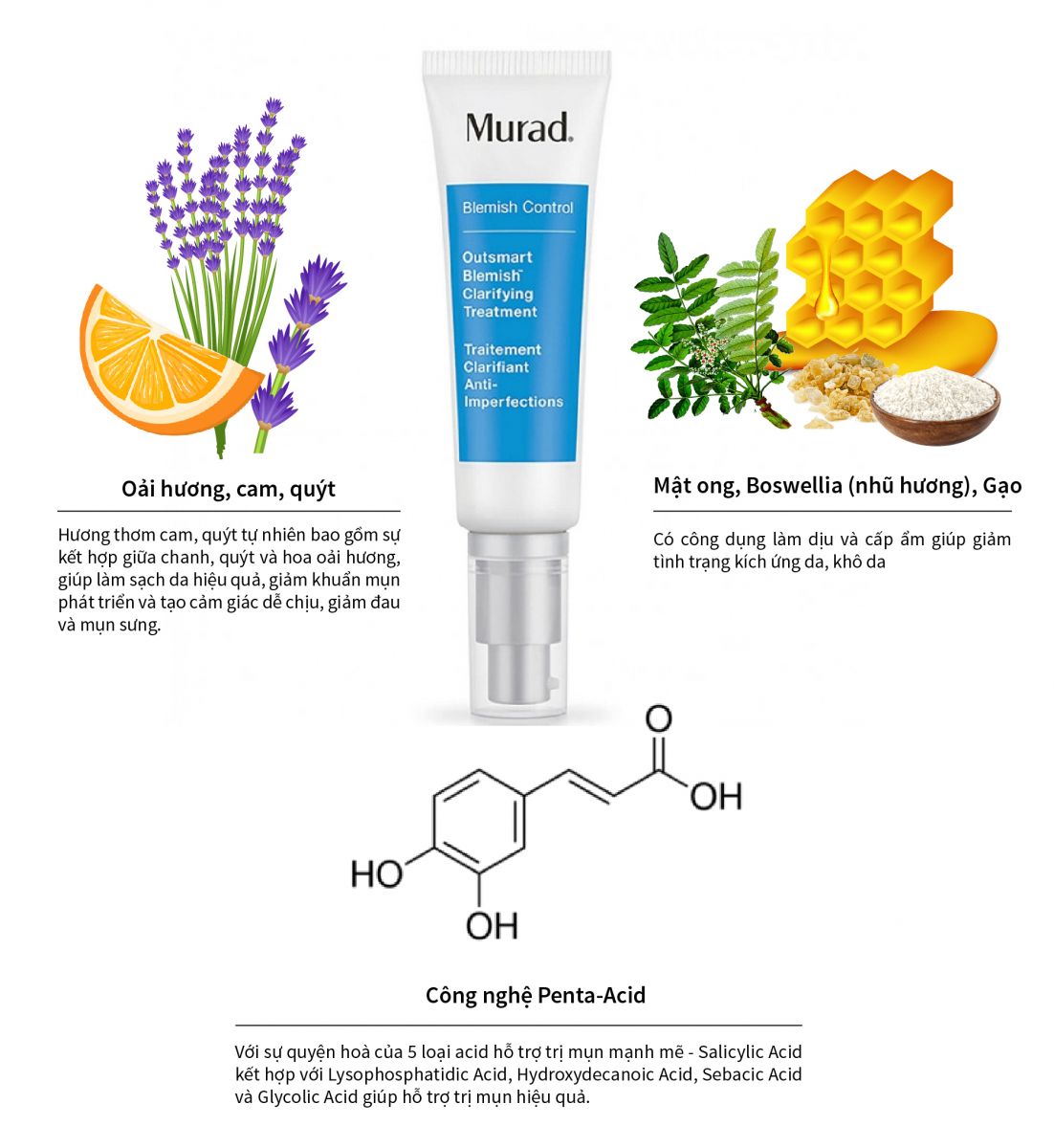 Thành phần serum hỗ trợ trị mụn outsmart Murad